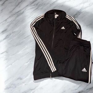 Adidas Black Track Suit with White Stripes